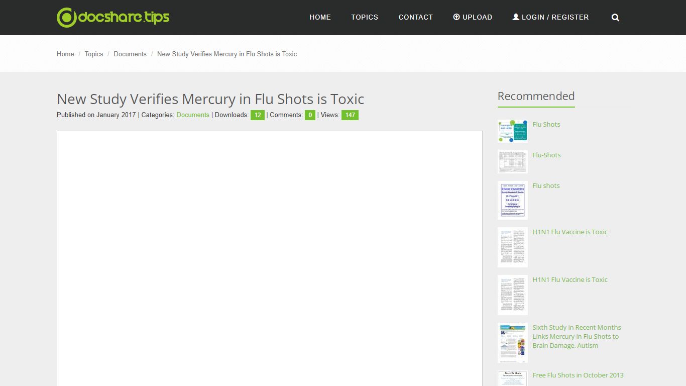 New Study Verifies Mercury in Flu Shots is Toxic - docshare.tips